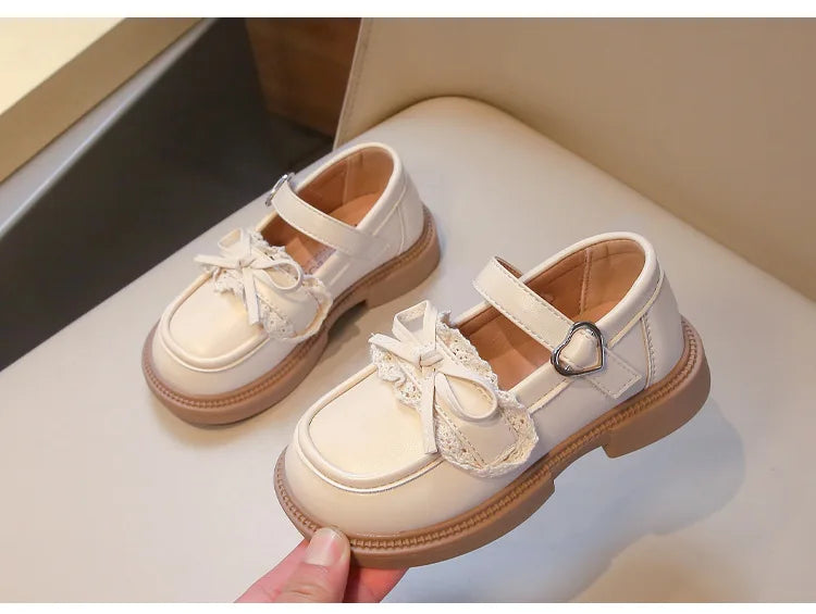 Children Leather Shoes for Girls Fashion Casual Mary Janes with Bow-knot Classic British Style Vintage Retro College Design New