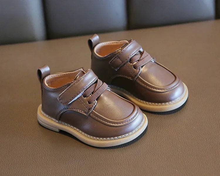 Baby Kids Small Leather Shoes British Style Boys Girls Walking Shoes Soft Sole 2024 New Children Flat Shoes Casual Comfortable