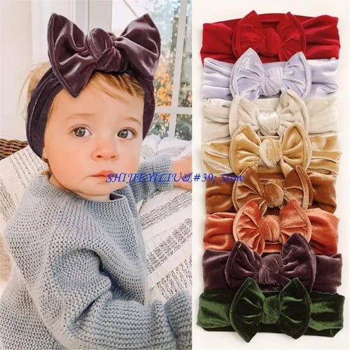 E21F Baby Headband Bows For Baby Girl Headbands Elastic Nylon Newborn Hair Turban