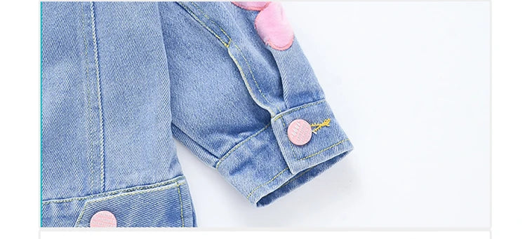 Lovely Style Babi Girls Casual Blue Denim Jacket Coat with Bow Embroidery Kids Child Fashion Spring Autumn Streetwear Outfit