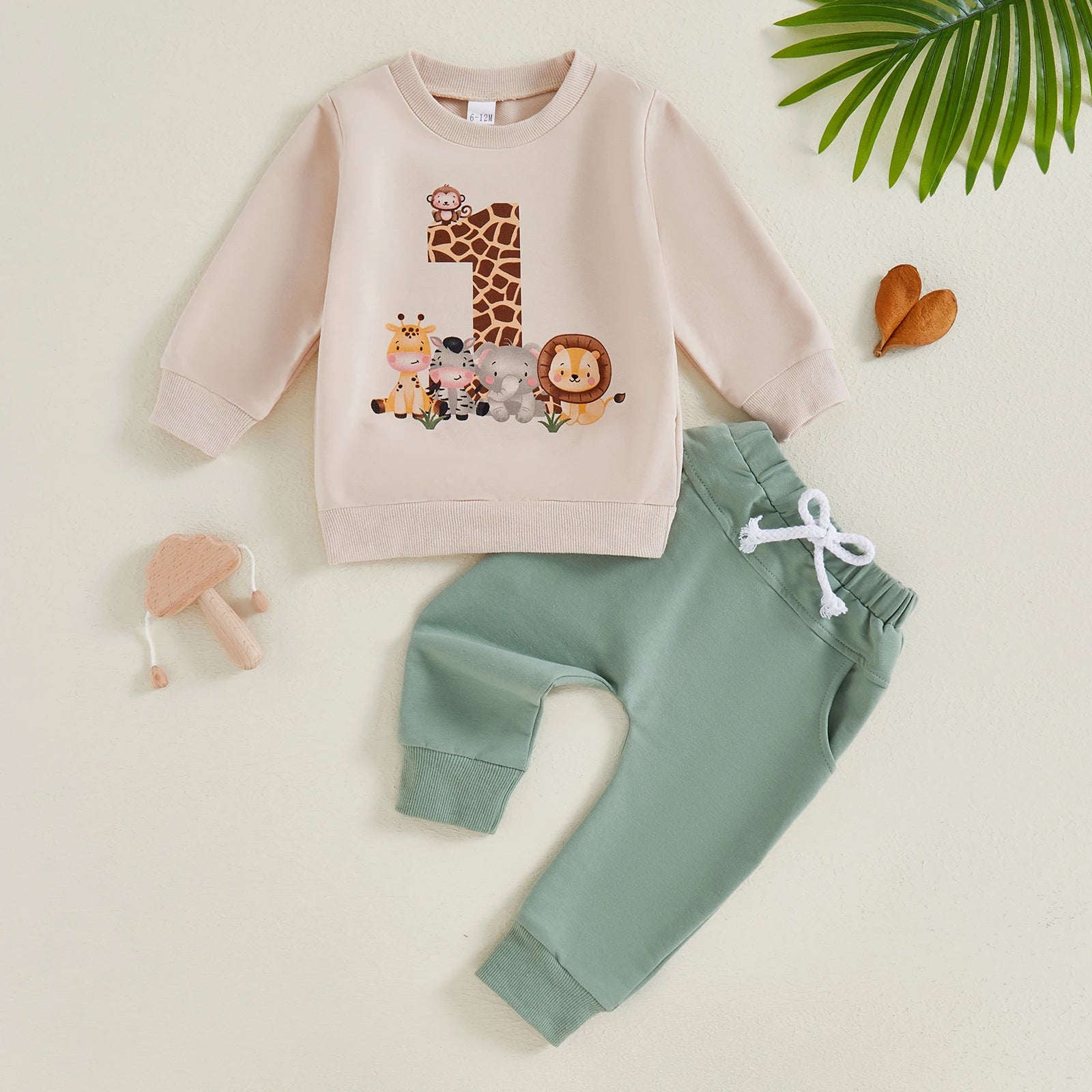 BeQeuewll Kleinkind Baby Kleidung für Kinder Herbst Anzug Erster Geburtstag Outfits Tierdruck Langarm Sweatshirt Hosen Kinder Sets
