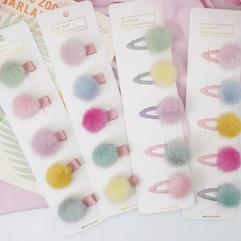 5 horquillas para bebé lindas, color caramelo, pompones, minipinzas para el pelo de niñas pequeñas, accesorios para el pelo de bebé, accesorios para la cabeza de niños pequeños