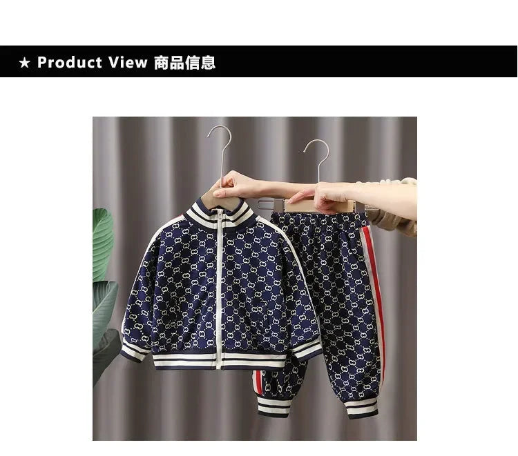 Conjuntos de ropa para niños primavera otoño moda infantil abrigos de algodón+pantalones 2 piezas chándales para bebés niños trajes deportivos niños pequeños 2-12
