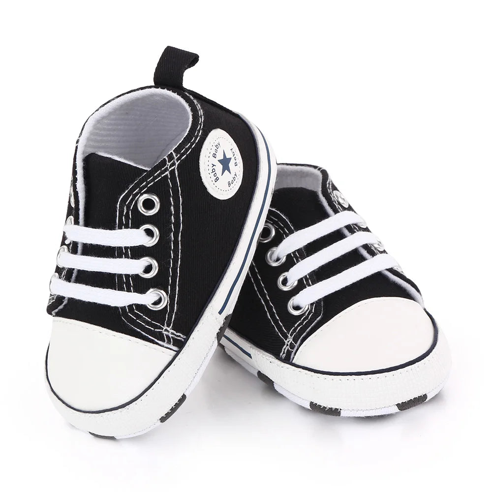 Spring New Baby Shoes Boy and Girl Classic Canvas Casual Sneakers Soft Sole Non-Slip Walking Newborn Toddler Shoes First Walkers