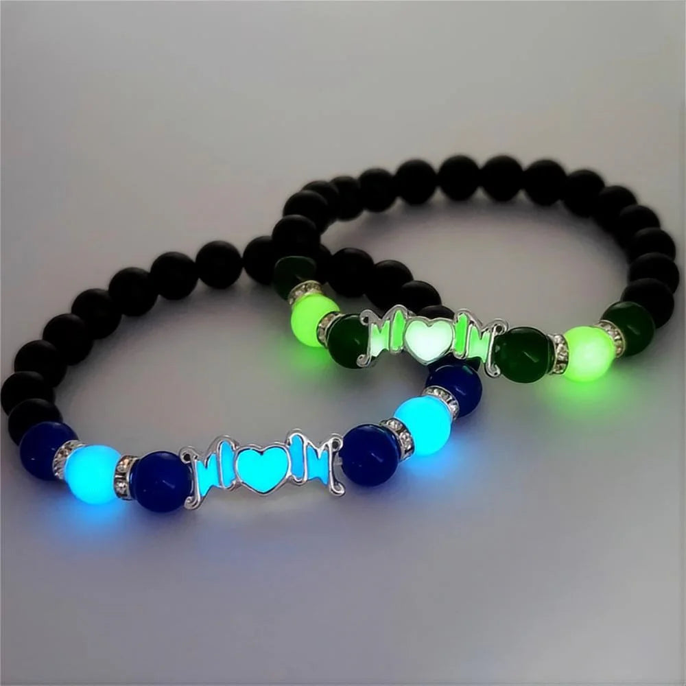 Mother'S Day Love Night Light Bracelet Fashion Glow In The Dark Beaded Bracelets For Women Mom Jewelry Gift 2025 New