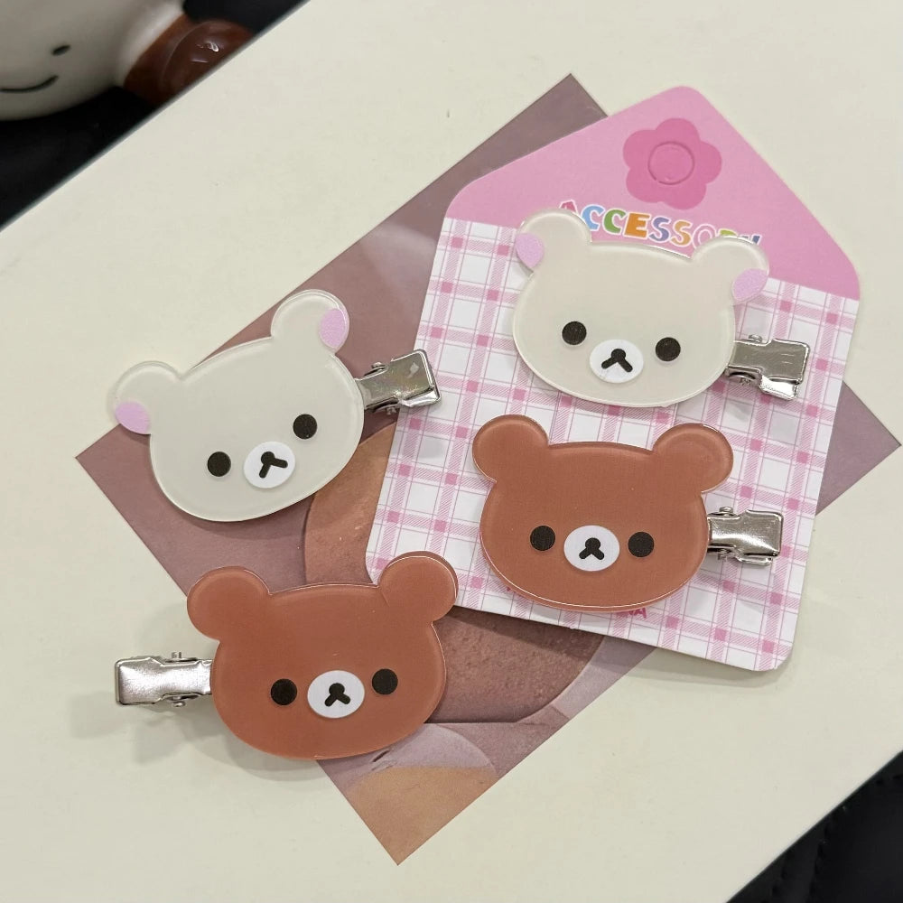 Rilakkuma Korilakkuma Clips para el cabello con diseño de oso de anime, bonitos pasadores y horquillas, accesorios kawaii para el cabello para mujeres y niñas.