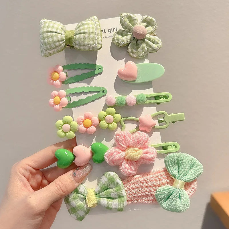 10-14PCS Bows Baby Hair Clips Hair Accessories For Girls Cartoon Animal Flower Hairpin Headdress Kids Hair Pins Birthday Gifts