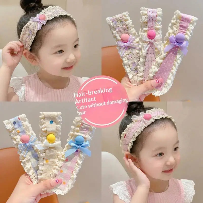 Baby 1/3Pcs Sweet Headbands for Girls with Bangs Stickers Princess Beautiful Hair Finish