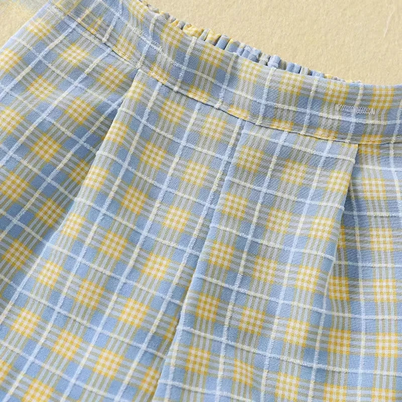 Spanish Toddlers Clothing Baby Boys Clothes Boutique Sets Outfit White Shirt Short 2pcs Plaid Pants Children Costume Kids Casual