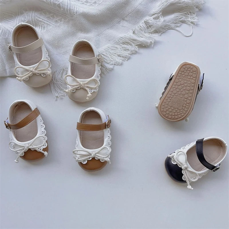 Baby Girls Walking Shoes Spring Autumn Newborn Shoes Infant Comfortable Soft Soled Toddler Kids Lace Bow Princess Shoes