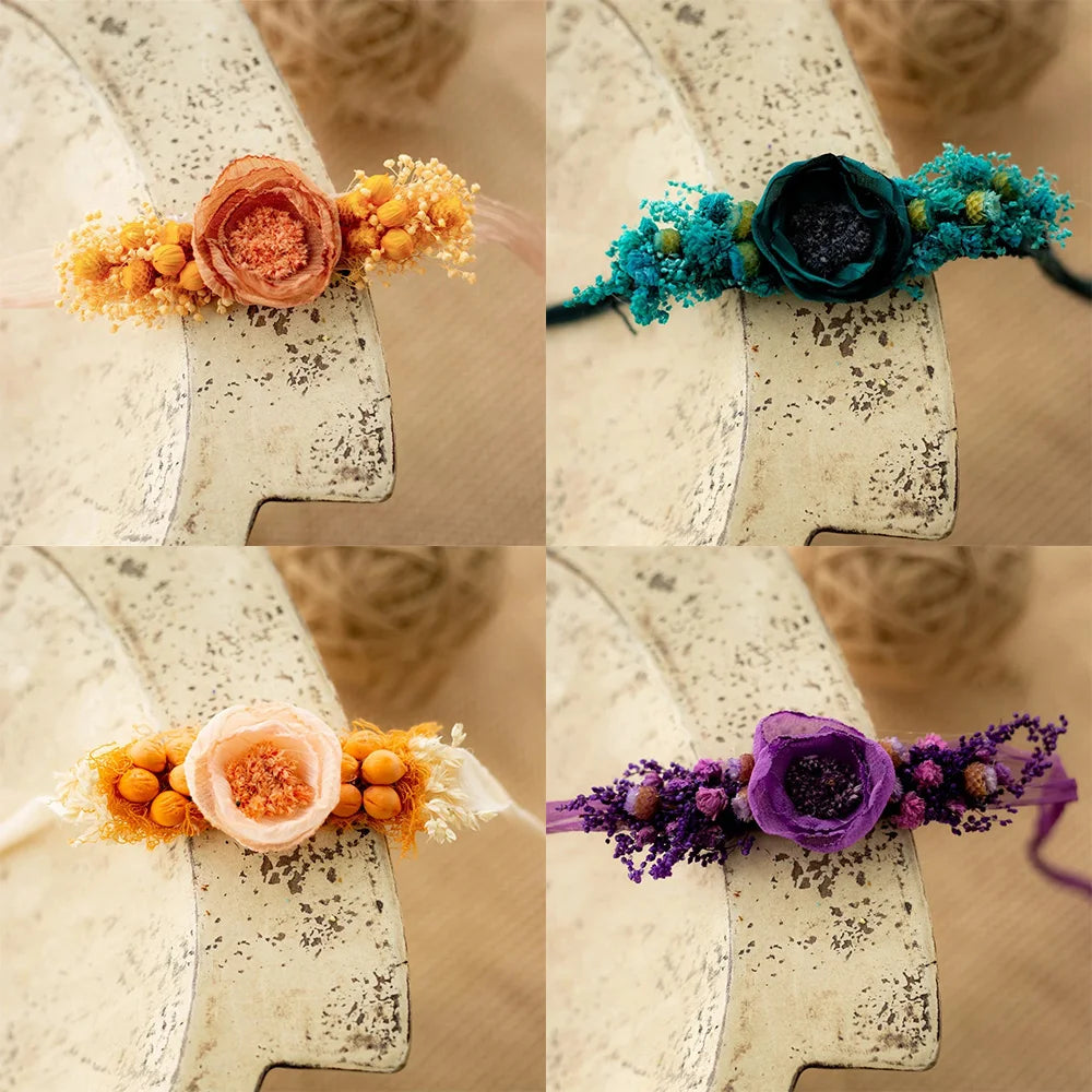 Baby Girl Headflower Headband Photography Props Handmade Adjustable Artificial Flower Headdress Studio Babies Photo Accessories