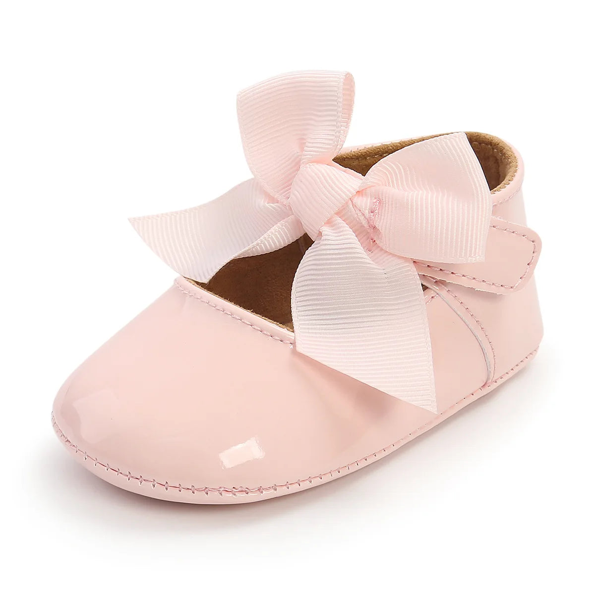 Baby Girl Bowknot Ballet Slippers, Anti-Slip Rubber Sole PU First Walker Shoes, Toddler Crib Dress Shoes for Infant