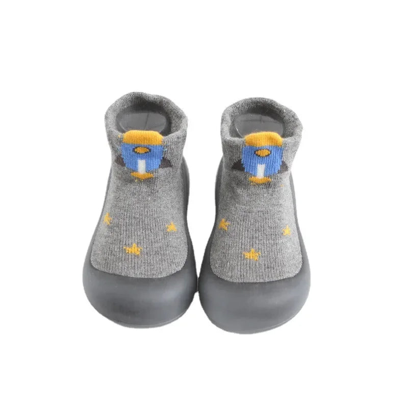 Zapatos de Bebé Calcetines Antideslizantes Dibujos Animados Zorro Zapatos Bebé Niñas Primeros Pasos Niño Suela Blanda Goma Exterior Zapatos de Piel Rosa para Niños Pequeños