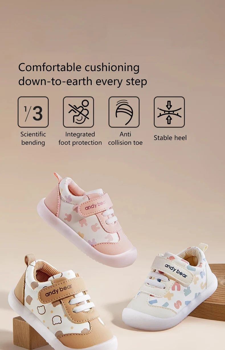 Baby Boys Girls Stars Leather Toddler Shoes Waterproof Rubber Soles Non-slip Indoor Outdoor Casual Sneakers