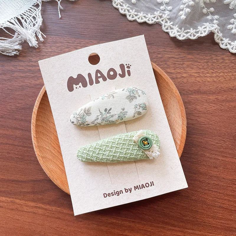 2 Stück Baby-Haarspange Mädchen Süße Schleife Haarschmuck Kinder Haarklammern Kleinkind Prinzessin Kopfbedeckung Vintage Säugling Milchgrüne Haarspangen