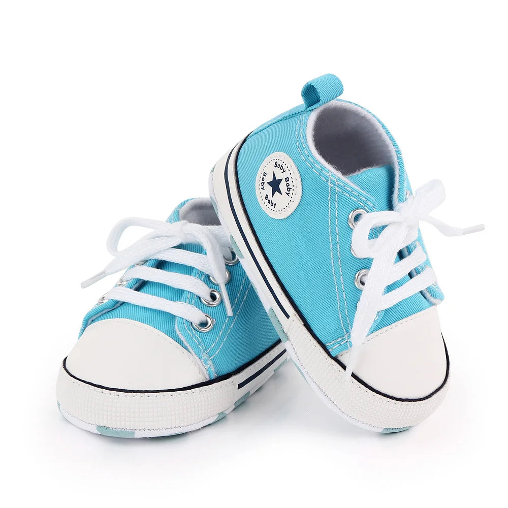 Spring New Baby Shoes Boy and Girl Classic Canvas Casual Sneakers Soft Sole Non-Slip Walking Newborn Toddler Shoes First Walkers