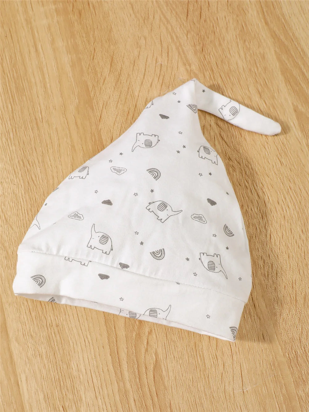 Conjunto de ropa diaria de 3 piezas para bebé niño/niña, top de manga larga con elefante + pantalón + gorro, trajes de primavera y otoño para bebés de 0 a 9 meses
