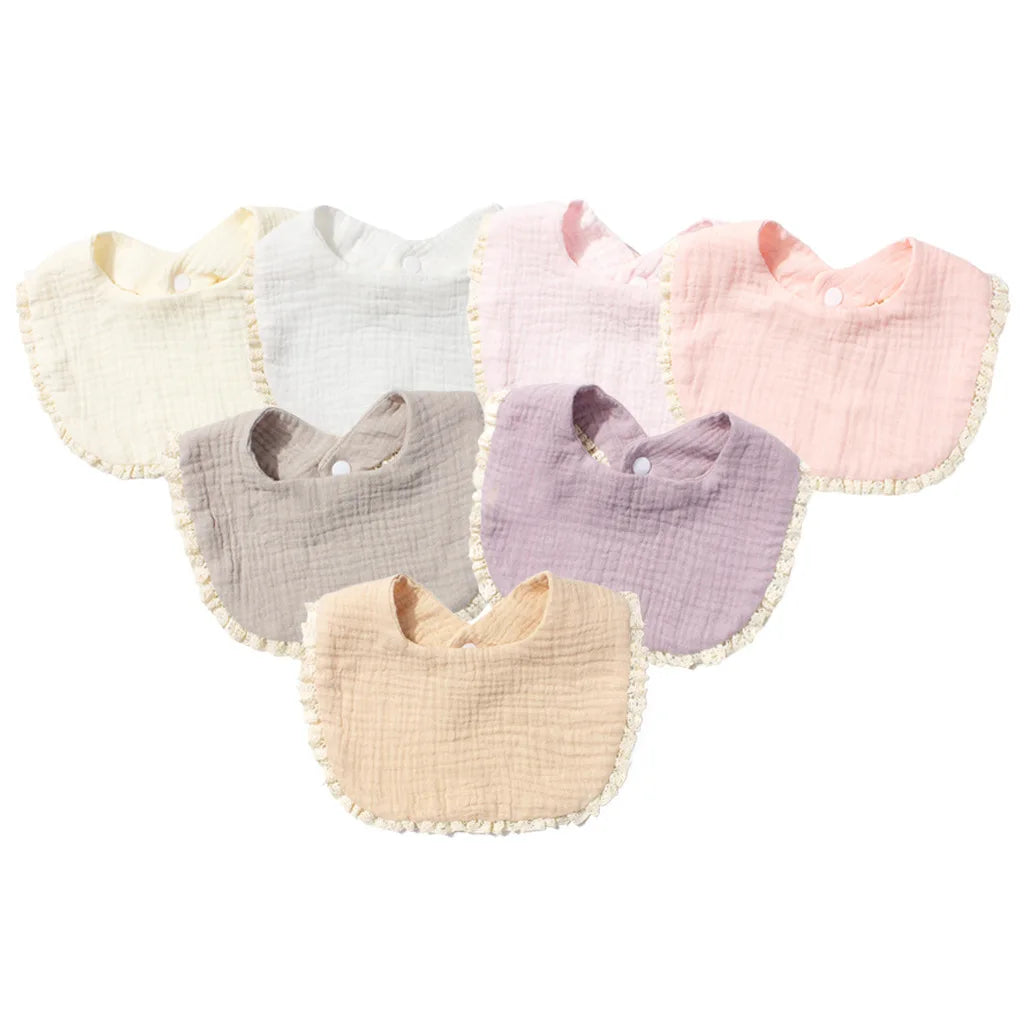 Babero de Doble Capa de Algodón Puro Clase A para Recién Nacido, Tela Absorbente de Gasa para Bebé, Paño para Babear, Accesorio para Fotos, Suave, Cómodo, Unisex 0-3 Meses