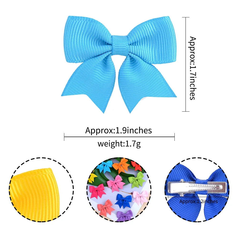 10 Stück/Set einfarbige Kinderhaarschleifen Haarklammern für Baby Mädchen handgefertigte Bandschleifen Haarnadeln Haarspangen Neujahr Haaraccessoires