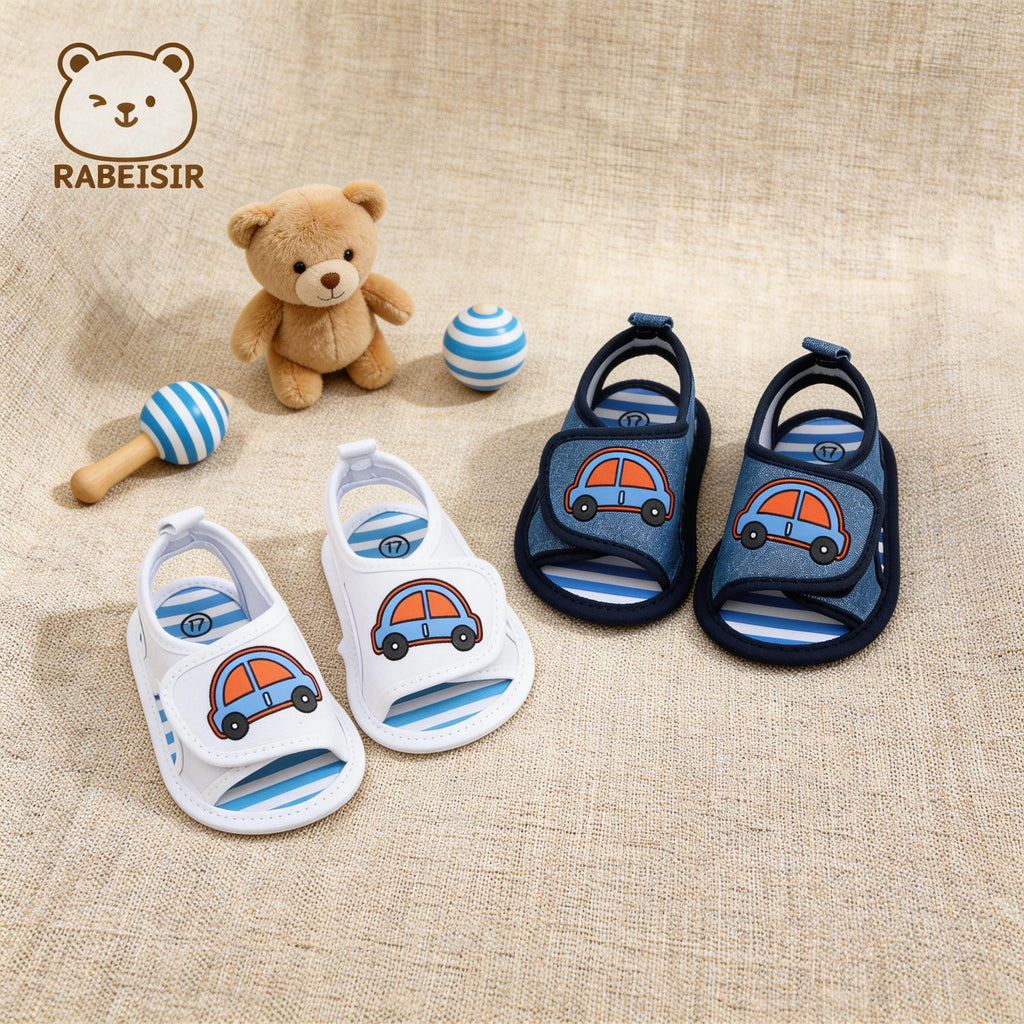 Baby toddler sandals, car soft-soled step shoes, breathable and non-slip, suitable for daily & vacation wear, spring and summer