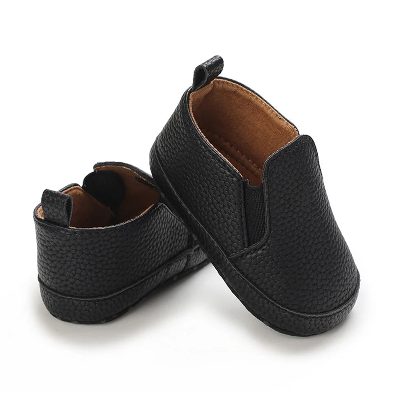Baby Learning Walk Shoes, Slip-on Leather Casual Loafers, Soft Sole Comfortable Footwear for Infants 0-18M
