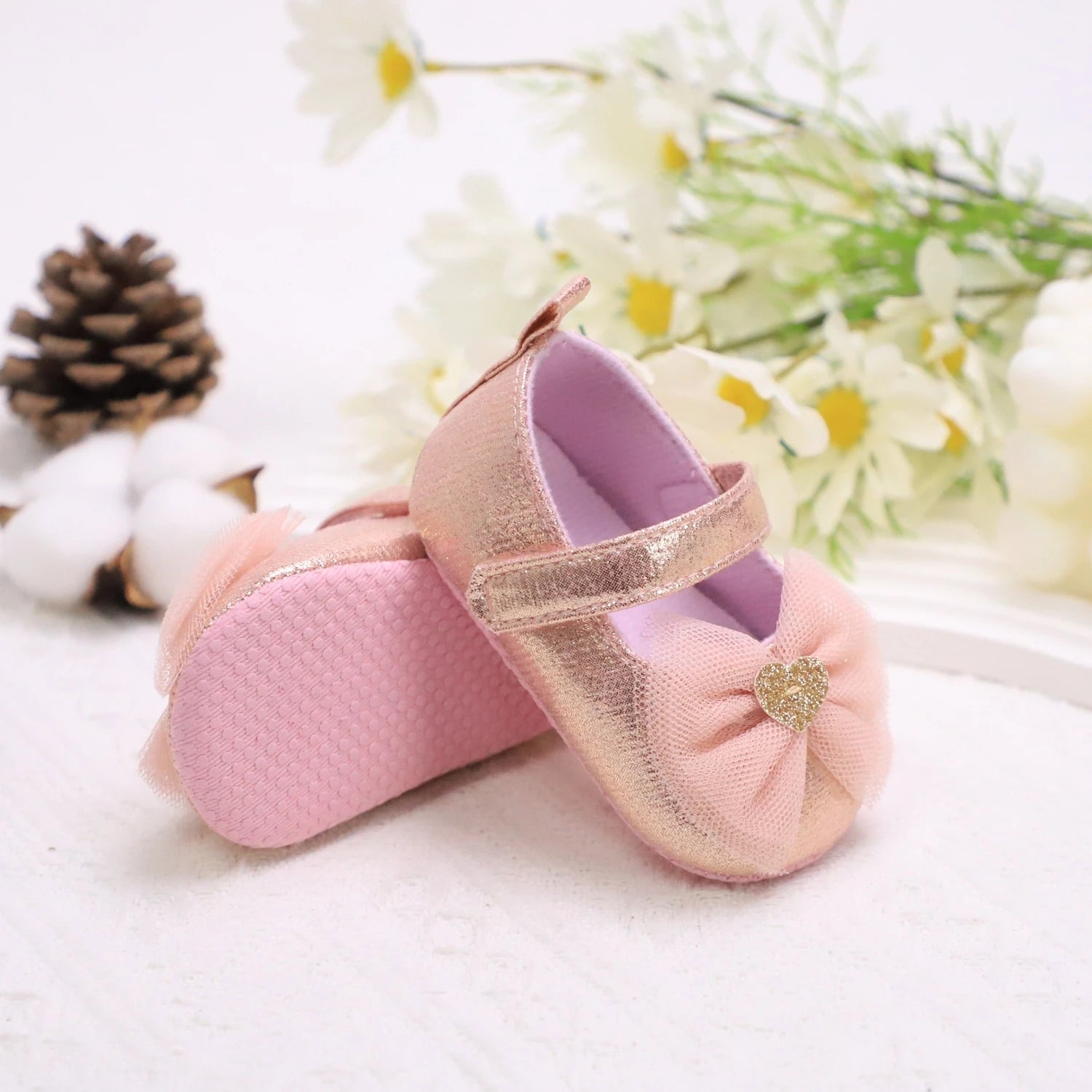 Baby Steps Schuhe Babys erste Lauflernschuhe Babyschuhe Atmungsaktiv Rutschfest Mädchen Modeschuhe Prinzessinnen Spitzenstil