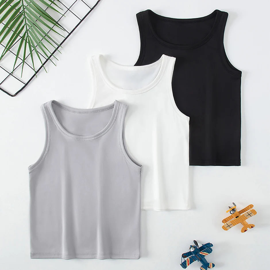 1/3/4 Piezas Chaleco Joker de Color Sólido Delgado para Niños Cuatro Estaciones Camisa de Fondo Suelta y Cómoda para Niño Camiseta Dulce y Encantadora para Niña