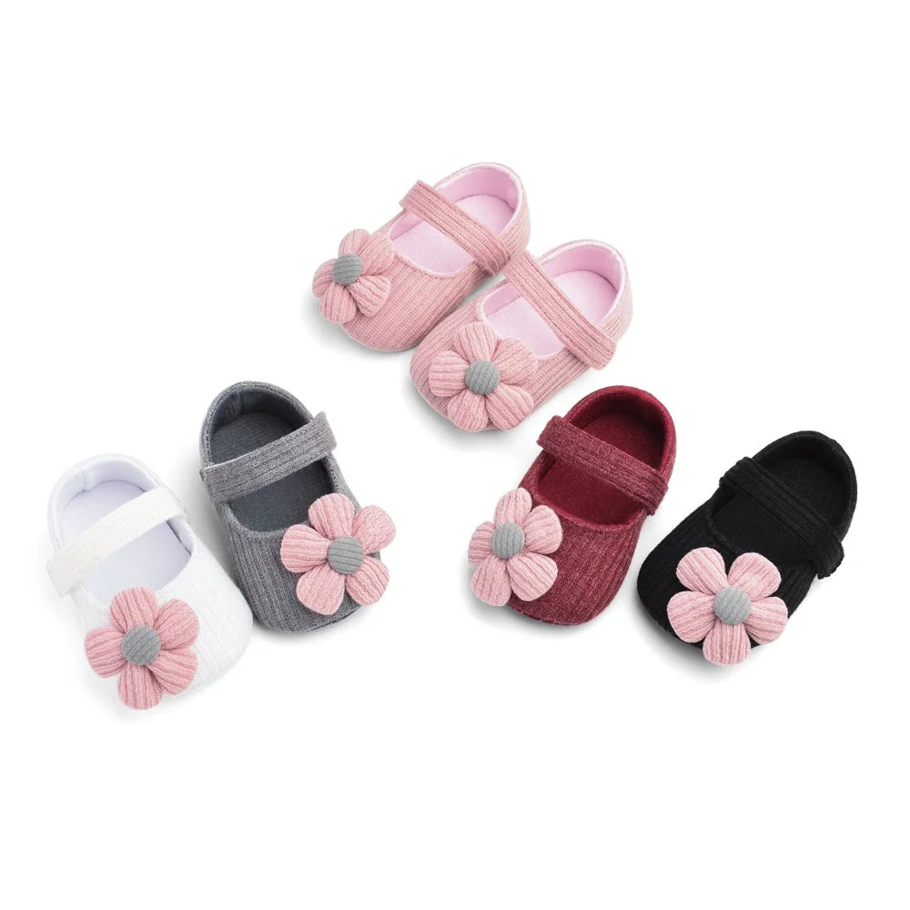 1Pair Baby Walking Shoes, Cute Flower Soft Sole Cloth Shoes, Adjustable Elastic, Suitable for 0-1 Years Old Baby Daily Wear