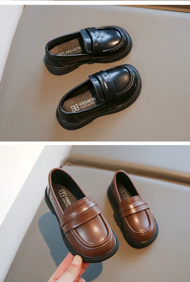 Children Leather Shoes for Boys Girls Kids Loafers Slip-on School Flats Casual Sneakers for Wedding Formal Occasions Party 23-35