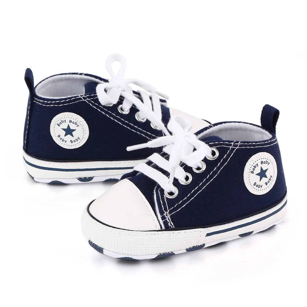 Spring New Baby Shoes Boy and Girl Classic Canvas Casual Sneakers Soft Sole Non-Slip Walking Newborn Toddler Shoes First Walkers