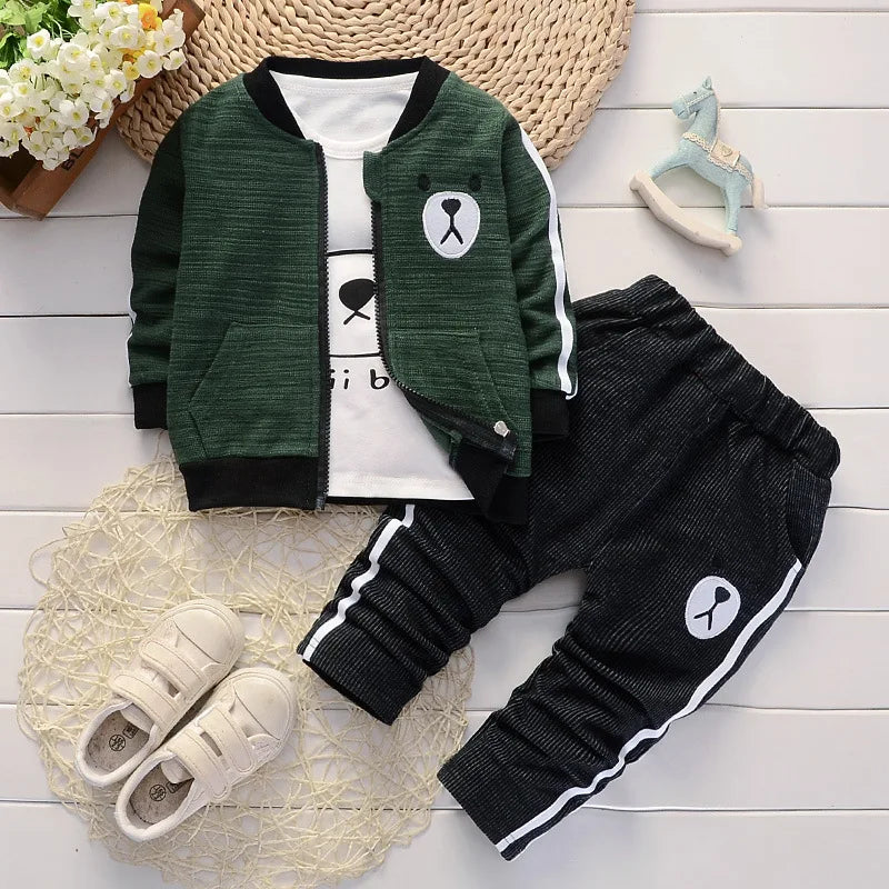 Conjunto de ropa para bebé niño, moda, algodón, tops con capucha + pantalones, 3 piezas, atuendos para niños, chándal para recién nacidos, conjuntos de ropa para niños