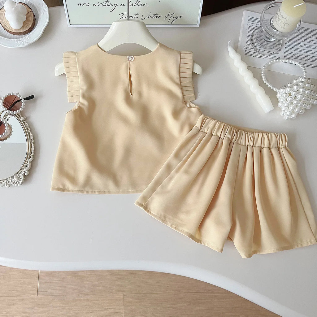 Kinderanzug für Mädchen Sommer Niedlich Drei Blumen Kurzarm-T-Shirt + Shorts 2-teilige Sets Freizeit-Outfit Baby Kinder Kleidung