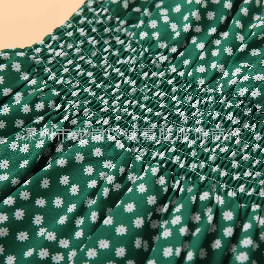 V-Neck Mother Daughter Dresses Family Set Flower Mommy and Me Matching Clothes Fashion Woman Girls Sleeveless Dress Outfits 2025