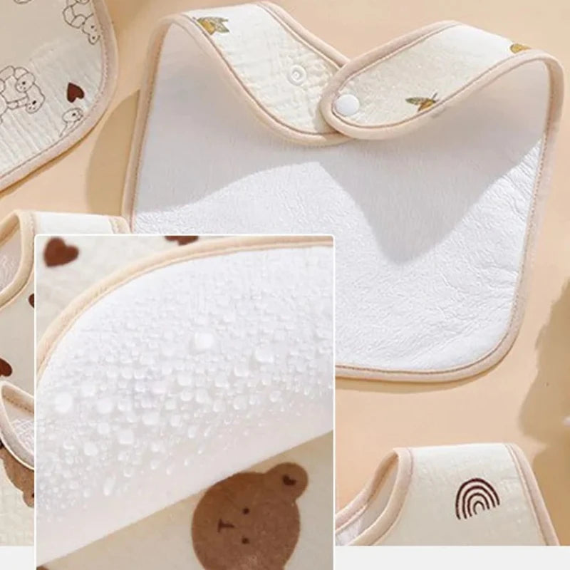 7pcs Cotton Baby Bibs Waterproof Burp Cloths Newborn Saliva Towel Cartoon Print Babies Accessories Baby Feeding Bib Items