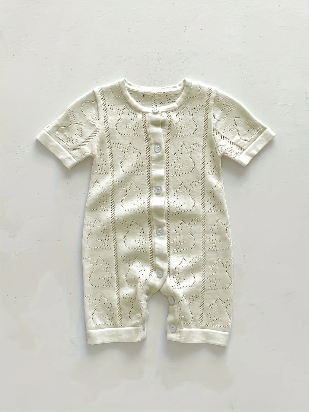Spring and Autum Korean Style New Girls' Heart Long-Sleeved Jumpsuit Newborn Single-Breasted Cover-Up Crawling Suit Jumpsuit