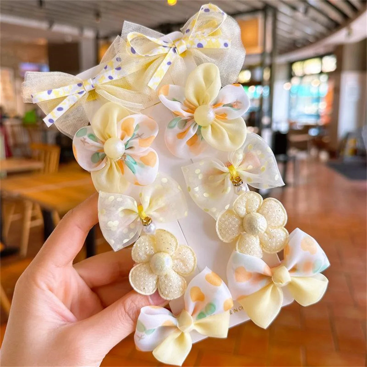 10Pcs/Set Cute Bows Baby Hairclips Lace Flower Children Girls Hairpins Hairdresses Baby BB Clip Gifts