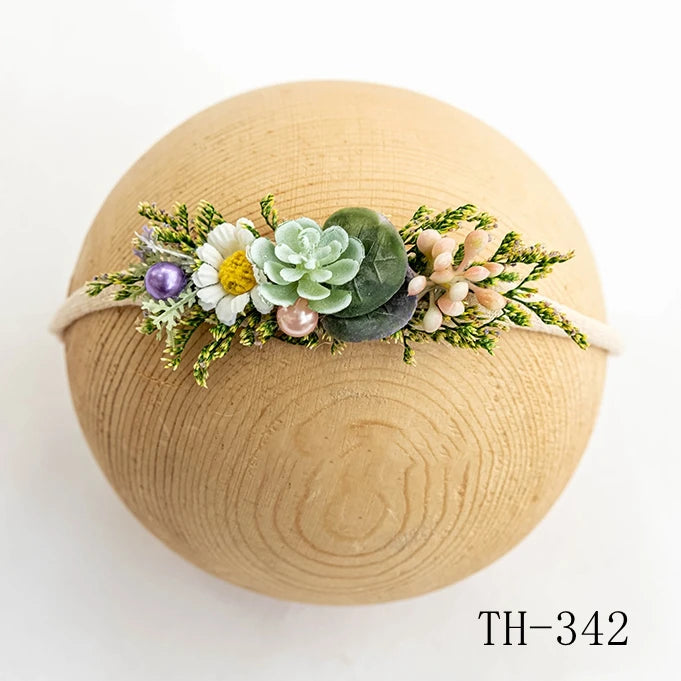 Newborn Headband for Photography Props Flower Baby Girl Tieback Flowers Pearl Wreath Newborn Photography Infant Hair Accessories