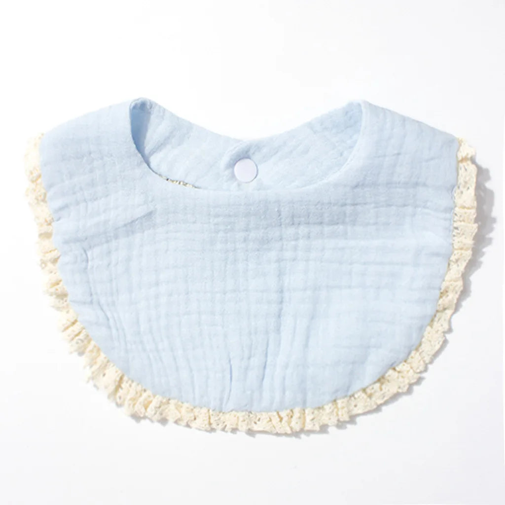 Double-Layer Pure Cotton Class a Newborn Bib Baby Absorbent Gauze Drool Cloth Photo Prop Soft Comfortable Unisex 0-3 Months