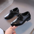 Boys' Dance Leather Shoes New British Style Leather Material Lace Up Children's Student Black Stage Dance Performance Shoes