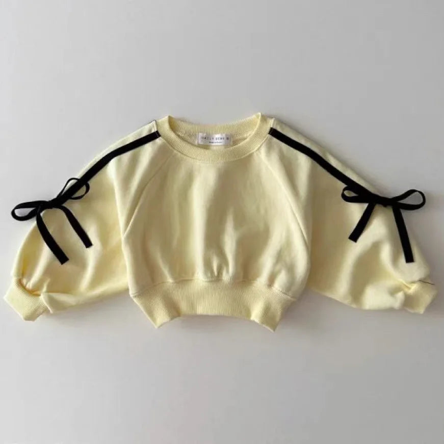 Baby Clothing Set Fashion Bow Decoration Pink Sports Top+Pants Two-piece Sets Sweatshirts Pant Suits 0-5 year old children's set