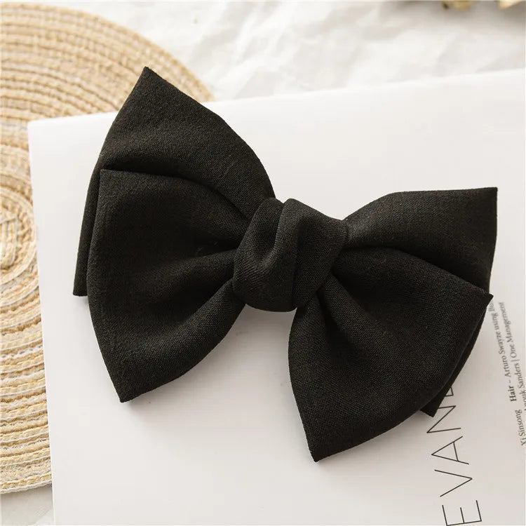 Children Bow Hair Clips Baby Girls Sweet Princess Hairpin Solid Color Spring Hairpin Fabric Barrettes Kids Hair Accessories