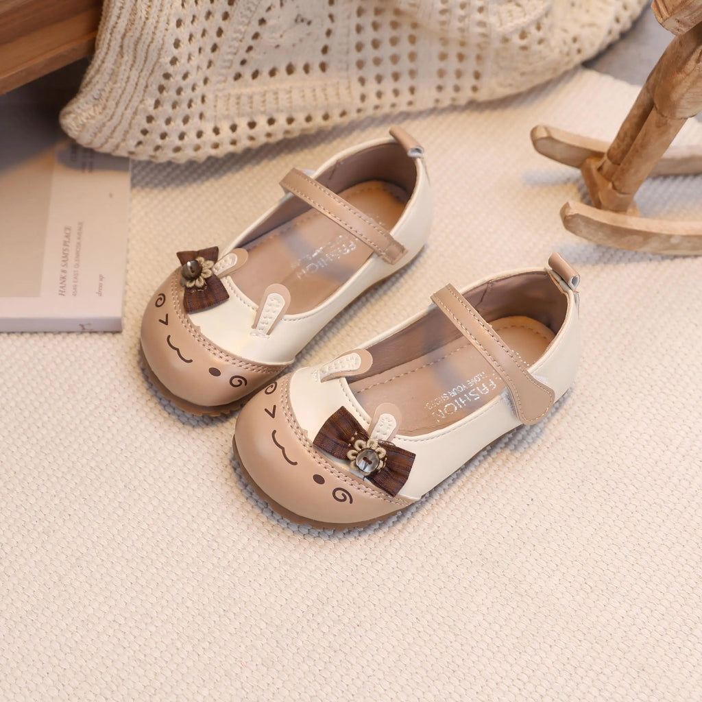 Baby Girls Leather Shoes with Cartoon Ornament 2026 New Spring Toddler Ballet Flats Soft Sole Trendy Kawaii Style Party Dress Up