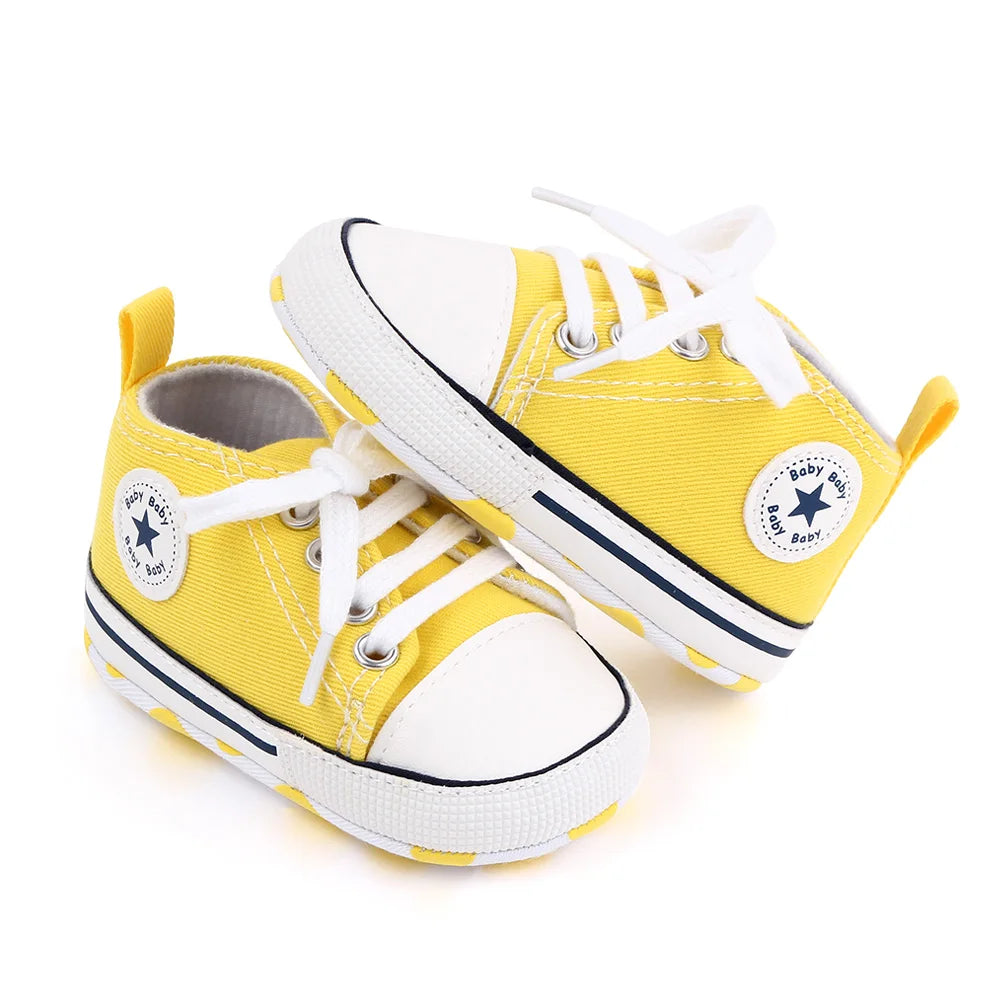 Spring New Baby Shoes Boy and Girl Classic Canvas Casual Sneakers Soft Sole Non-Slip Walking Newborn Toddler Shoes First Walkers