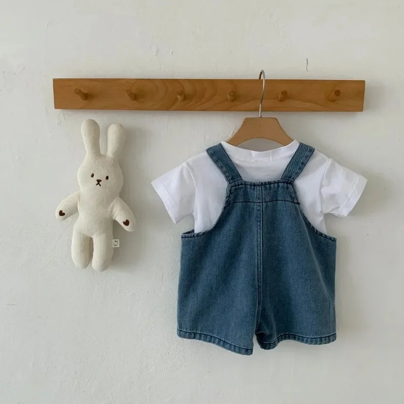 0-3 Years Toddler Baby Boy Clothes Sets Summer Short Sleeve Baby Tops Tee Overall Pants Casual Baby Girl Outfits Clothing