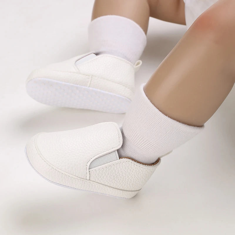 Baby Learning Walk Shoes, Slip-on Leather Casual Loafers, Soft Sole Comfortable Footwear for Infants 0-18M