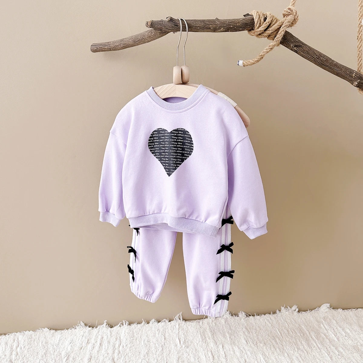 Baby Girl Clothes Toddler Sets Cotton Love Sweatshirt Long Sleeve Top+Bow Pants Spring Newborn Kids Clothing Infant Outfit Suits