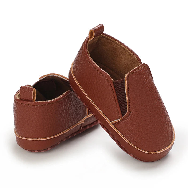 Baby Learning Walk Shoes, Slip-on Leather Casual Loafers, Soft Sole Comfortable Footwear for Infants 0-18M