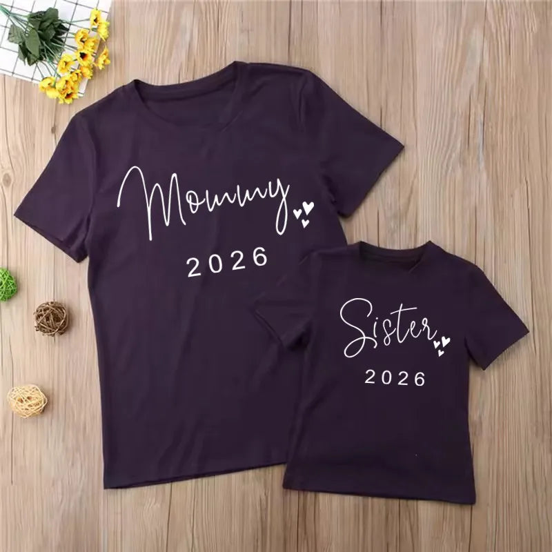 New Daddy Mommy Brother Sister Baby 2026 Family Matching Outfits Father Daughter Son Clothes Look T-shirt Dad and Me Baby Shirts