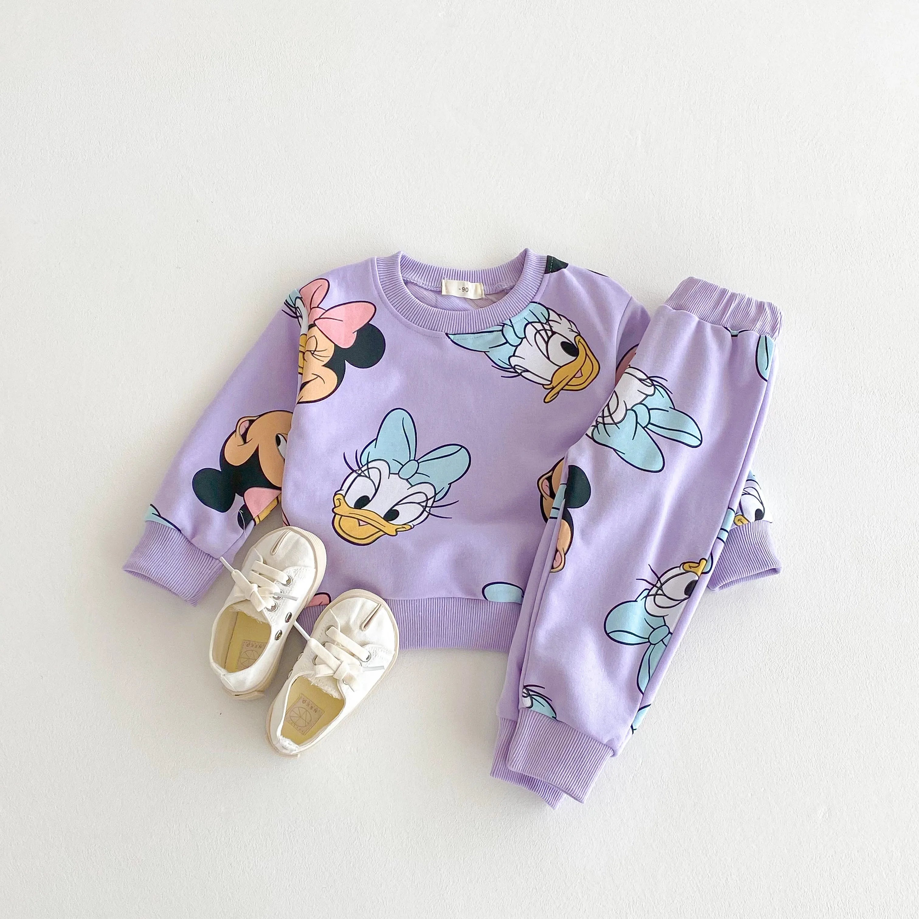 Minnie de Dibujos Animados Bebé Niña Lindo Traje de Manga Larga Holgado de Moda Chándales de Niños Ropa para Niños Pequeños Sudadera + Pantalones 2 piezas/conjunto