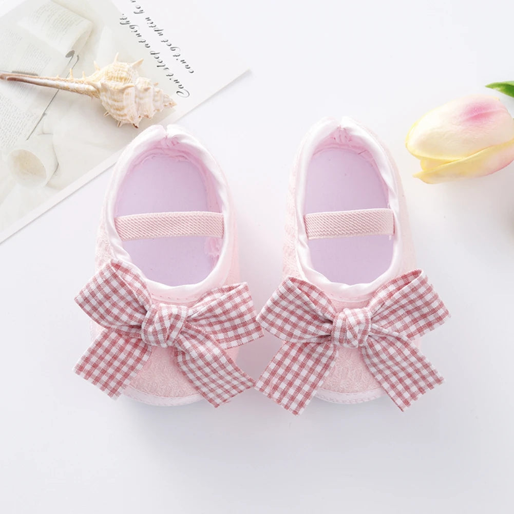 Mädchen Ballerinas mit Anti-Rutsch Weicher Sohle, Süße Schleife Schuhe Neugeborene Prinzessin Hochzeitsschuhe Kleinkind Lauflernschuhe 0-12M
